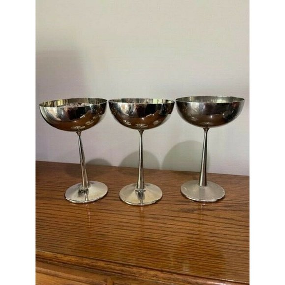 Raimond Other - Set 3 Raimond Spain Silver Plated Cups Wine Champagne Goblet Chalices Long Stem